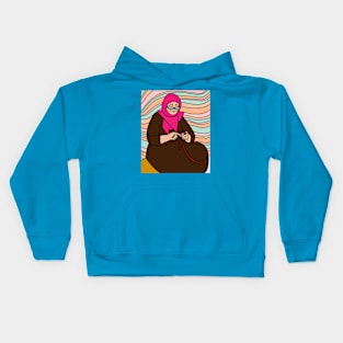 Grandma At The Knitting Hobby Crocheting Kids Hoodie